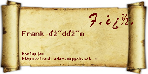 Frank Ádám névjegykártya